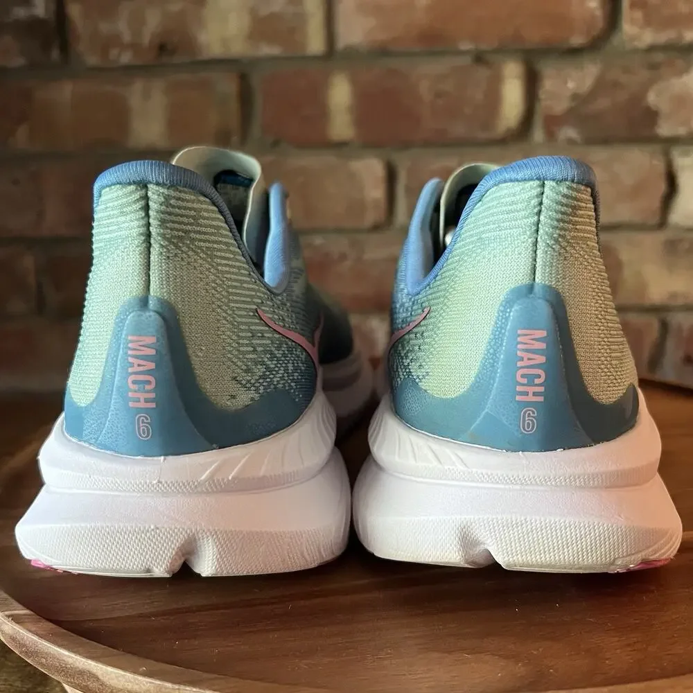 Hoka One One Mach 6 Womens 9.5 Jadeite Blue Cushioned Running Sneakers Shoes